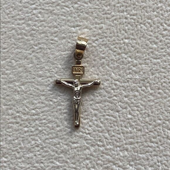 Crucifix of christ cross 14k real solid gold CHARM - Picture 7 of 9